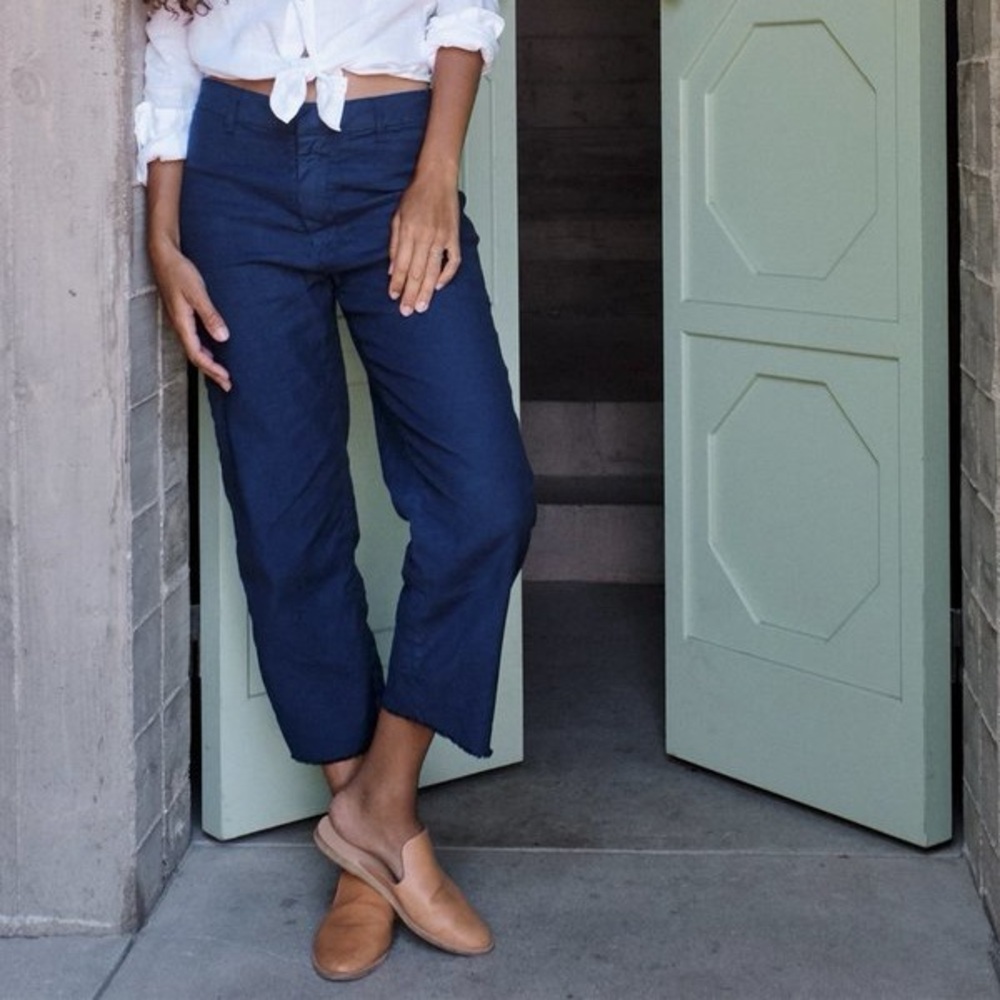 NWT! Frank & Eileen Kinsale Trousers with Raw Hem in Navy - 2